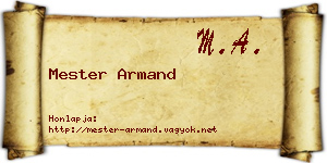 Mester Armand névjegykártya