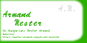 armand mester business card
